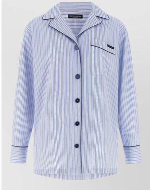 Dolce & Gabbana Vanity Long Sleeve Shirt Contrast Piping - Blue