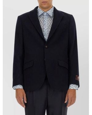 Etro Cashmere Single-Breasted Blazer - Blue