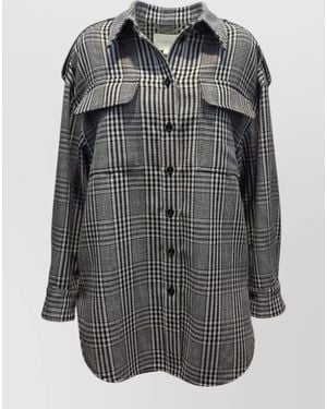 Stella McCartney Wool Overshirt Longline Plaid Design - Grey