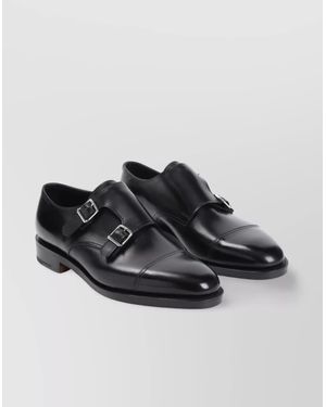 John Lobb Leather Double Monk Shoes - Black