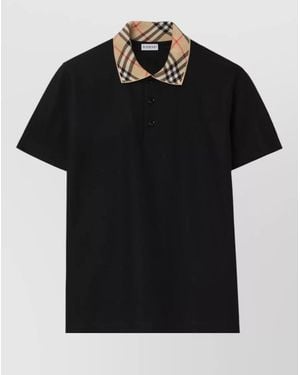 Burberry Evan Polo Shirt Short Sleeves Contrasting Collar - Black