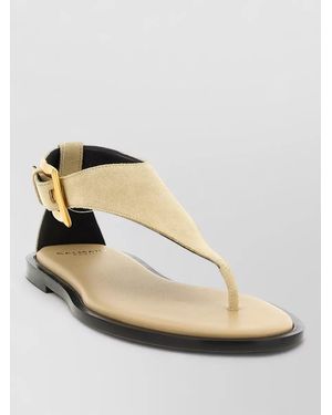Balmain Leather Anthem Sandals - Natural