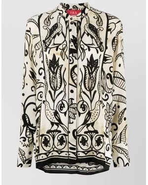F.R.S For Restless Sleepers Silk Shirt Band Collar Buttoned Cuffs - White