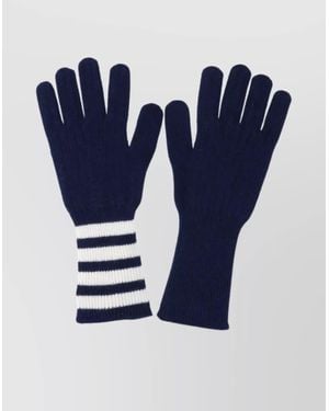 Thom Browne Cashmere Ribbed Gloves - Blue