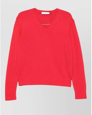 DUNST Cashmere Wool V-Neck Sweater - Red