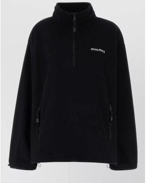 Miu Miu Pile Oversize Jacket Adjustable Hem Pockets - Black