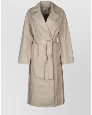 Calvin Klein Cotton Trench Coat Belted Waist - Natural