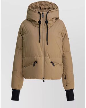 Moncler Ski Jacket With Hood And Pockets - Natural