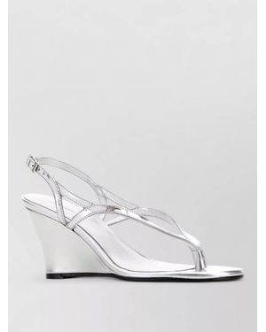 GIMAGUAS Leather Thong Sandals Wedge Heel Design - White
