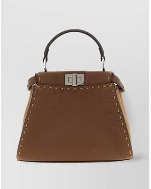 Fendi Mini Handbag With Adjustable Strap And Top Handle - Brown