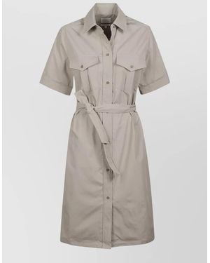 A.P.C. Cotton Belted Knee-Length Dress - Natural