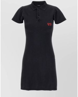 Balenciaga Cotton Mini Polo Dress - Black