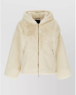 Tatras Plush Hooded Faux Fur Coat - Natural