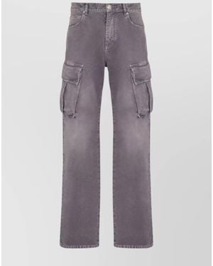 Balmain Cotton Straight-Leg Cargo Jeans - Purple