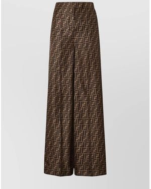 Fendi Silk High-Rise Wide-Leg Pants - Brown