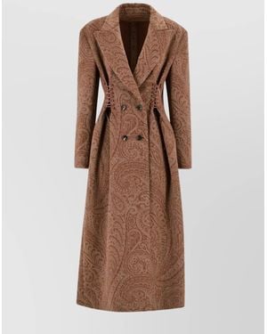 Etro Tailored Long Coat Featuring Paisley Design - Brown