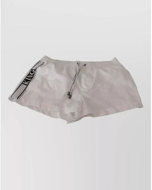 Dolce & Gabbana Polka Dot Floral Print Triangle Shorts - Grey