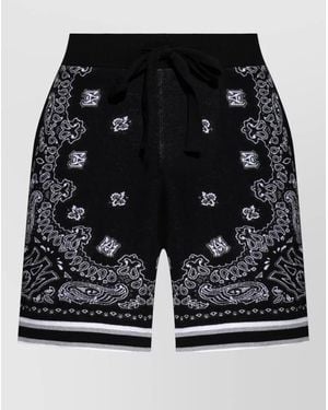 Amiri Bandana Knit Shorts Elastic Waistband - Black