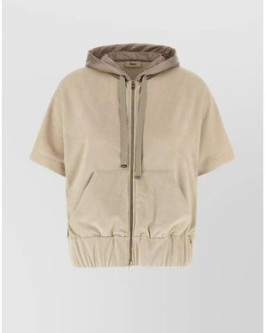 Herno Two-Material Short Sleeves Hoodie - Natural