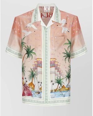 CASABLANCA Silk Shirt Etereal Pattern Short Sleeves - Multicolour