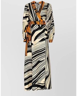 Raquel Diniz Aurora Wrap Maxi Dress V Neckline Belt - White