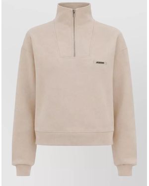 Jacquemus Cotton Relaxed-Fit Half-Zip Turtleneck Jumper - Natural