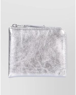 Comme des Garçons Leather Wallet Metallic Finish - White
