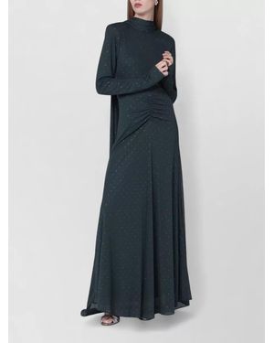 ROTATE BIRGER CHRISTENSEN Draped Floor Length Dress High Neckline - Blue