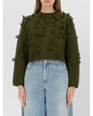 JW Anderson Cropped Jersey Knit Crew Neck Jumper - Green