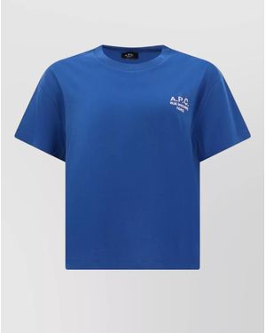 A.P.C. Logo Detail Boxy Fit Crew Neck T-Shirt - Blue