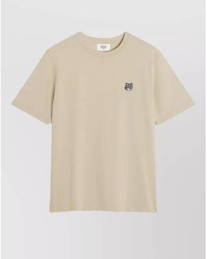Maison Kitsuné Organic Cotton Fox Head Embroidered T-Shirt - Natural