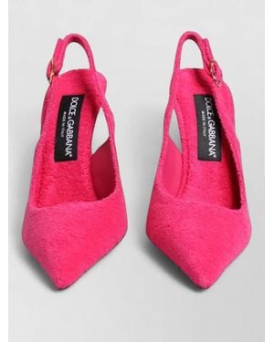 Dolce & Gabbana Suede Slingback High Heel Sandals Textured - Pink