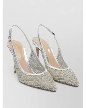 Gianvito Rossi Nikki 95 Slingback Pumps Metallic Embellished - White