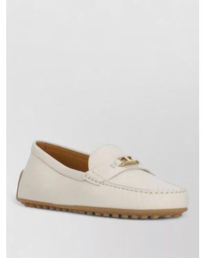 Tod's Leather Loafers Rubber Sole Round Toe - Natural