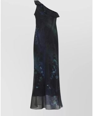 Giorgio Armani Silk One-Shoulder Maxi Dress - Blue