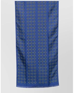 Tom Ford Silk Rectangular Scarf All Over Pattern - Blue