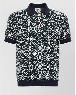 CASABLANCA Cotton Monogram Polo Shirt - Black