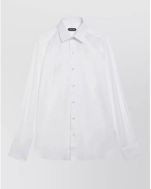 Tom Ford Straight Collar Shirt Long Sleeves Button Cuffs - White