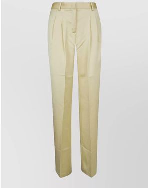ANDAMANE High-Rise Satin Tailored Trousers - White