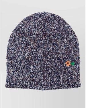 Dries Van Noten Floral-Embroidered Beanie - Blue