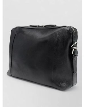 Officine Creative Jules 009 Leather Business Laptop Briefcase - Black