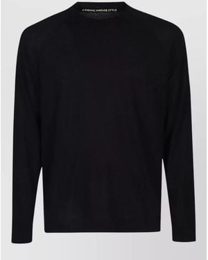 Original Vintage Silk Cotton Blend Jumper Round Neck - Black