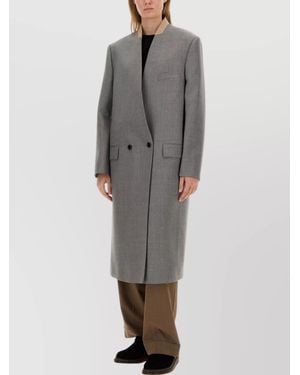 Moschino Virgin Wool Single Breasted Coat - Gray