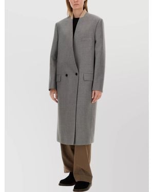 Moschino Virgin Wool Single Breasted Coat - Grey