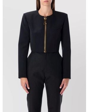 Balmain Virgin Wool Cropped Slim-Fit Jacket - Blue