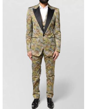 Dolce & Gabbana Silk-Blend Camouflage Three-Piece Suit - Natural