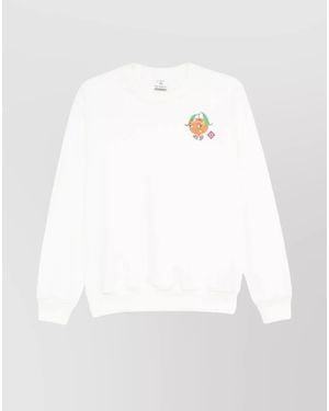 CASABLANCA Ribbed Cotton Ski Print Sweatshirt - White