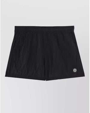 Stone Island Swimwear Logo Patch Side And Back Pockets - Black