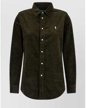 Polo Ralph Lauren Corduroy Shirt With Buttoned Cuffs And Long Sleeves - Black