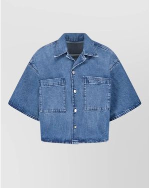 Alexander Wang Collared Short Sleeve Shirt Chest Pockets - Blue